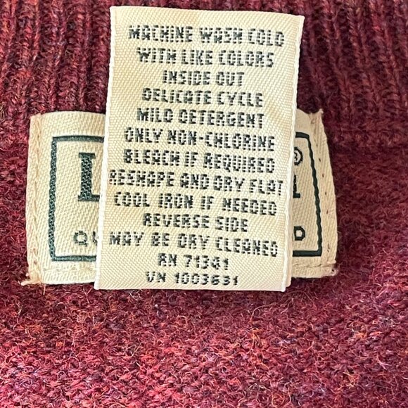 LL Bean Lambswool Sweater Mens Size L Red Pullover Warm Knit Cozy Cabincore - Picture 5 of 7